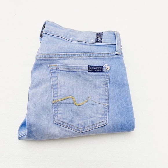 7 For All Mankind Cropped Gwenevere Light Wash Denim Jeans SZ30 - Picture 9 of 9